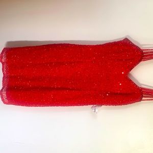 Dillard red sequin and beaded dress. Never worn. With tags.